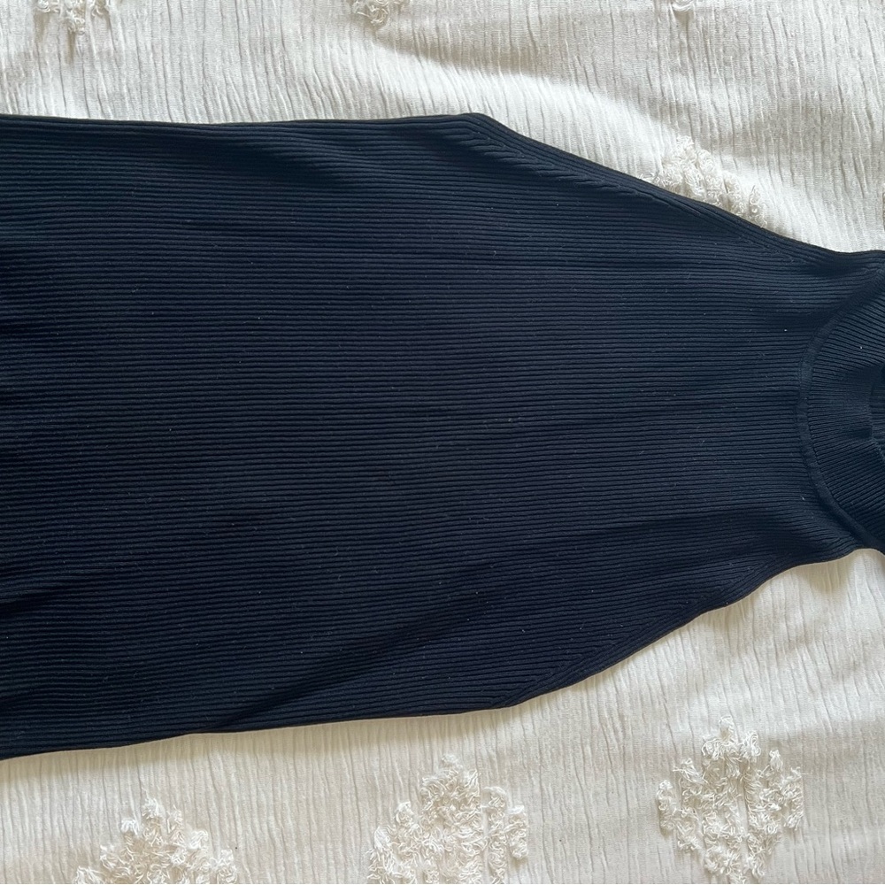 Zara Black Ribbed Maxi Skirt